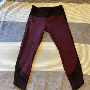 Lululemon Black Cherry and Black Mesh Leggings